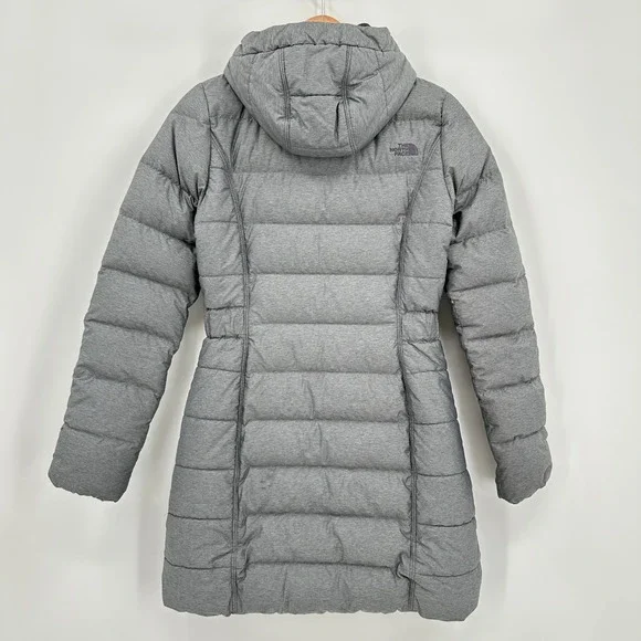 The North Face Metropolis Parka Gray Women XS Goose Down Hooded Puffer Jacket - Picture 4 of 6